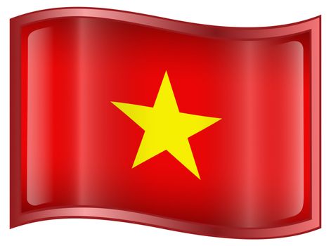 Vietnam Flag icon, isolated on white background.
