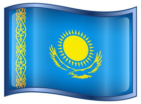 Kazakhstan Flag icon, isolated on white background.