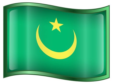 Mauritania Flag icon, isolated on white background.