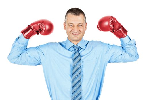 An image of a business man boxing