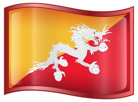 Bhutan flag icon, isolated on white background