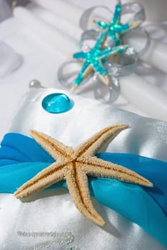 wedding accessories decorated with starfish