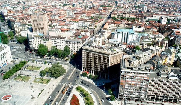 Aerial view of Milan from the rooftop of Pirelli building.