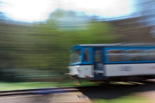 Local train in the Europe with motion blur