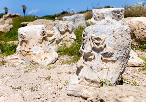 Remains of ancient columns in Caesarea
