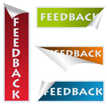 Curved corner feedback stickers over white