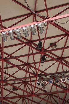 Stage lights in the rafters