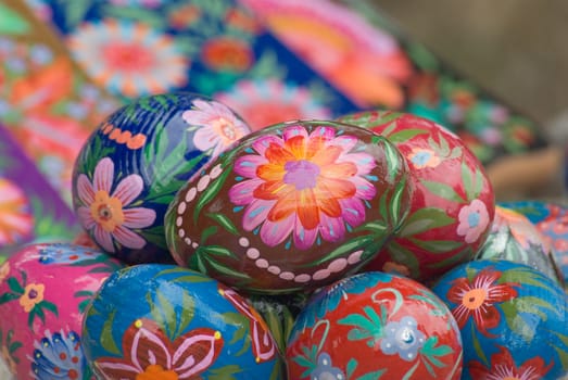 Cheerful cluster of easter eggs
