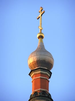 The top of an Orthodox church in Moscow Russia      