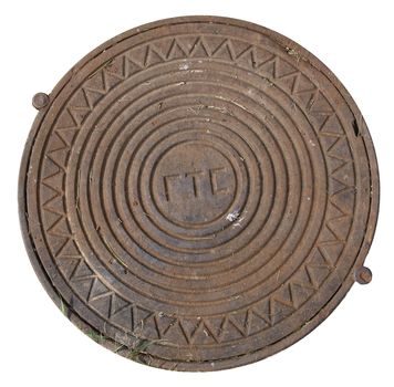 Cast iron manhole cover for background and texture