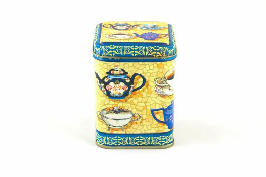 Painted tin box for storage of tea