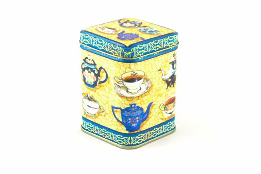 Painted tin box for storage of tea