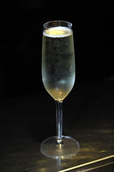sparkling white wine in flute glass for celebration