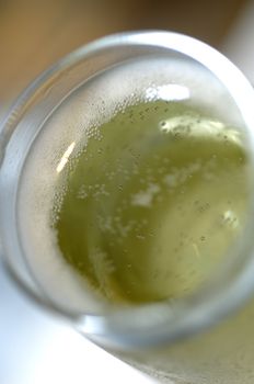 sparkling white wine in flute glass for celebration