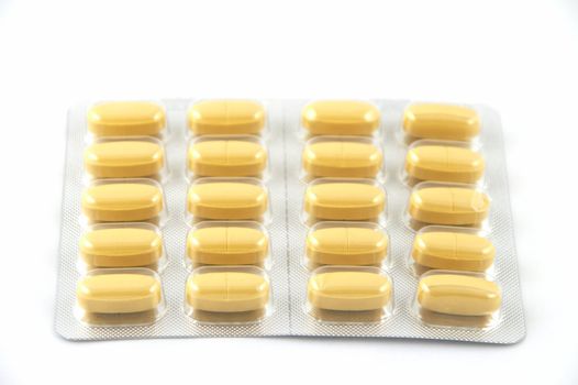 Packing of tablets on a white background