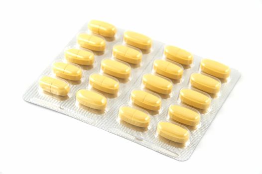 Packing of tablets on a white background