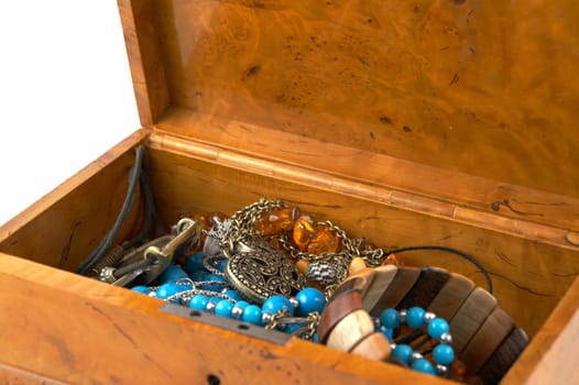 Casket with ornaments on a white background