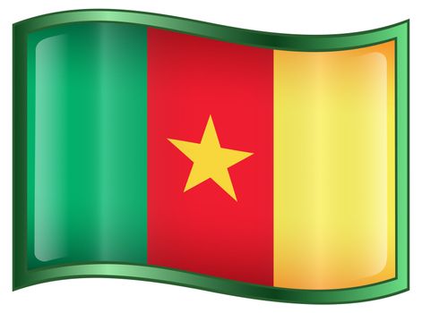 Cameroon flag icon, isolated on white background