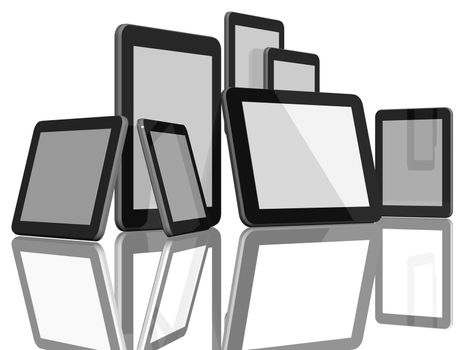 Group of Tablet Computers on white background