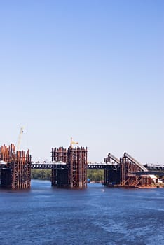 metal piles for the construction of a new bridge