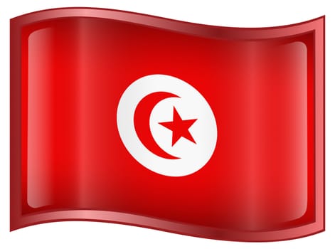 Tunisia Flag icon, isolated on white background.