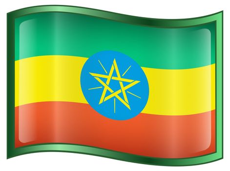 Ethiopia Flag Icon, isolated on white background.