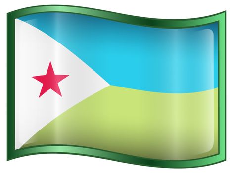 Djibouti Flag icon, isolated on white background.