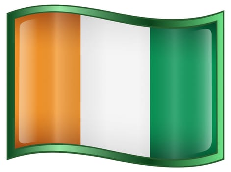 Ivory Coast flag icon, isolated on white background