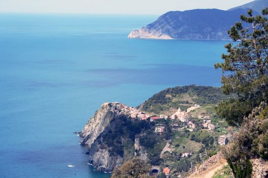 Cinque Terre, landscape of the coast line, Italy.