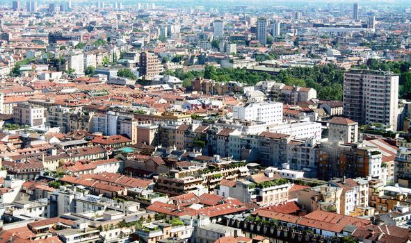 Aerial view of Milan from the rooftop of Pirelli building.