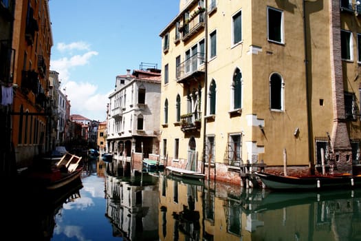 Trough the canals in Venice, Italy.