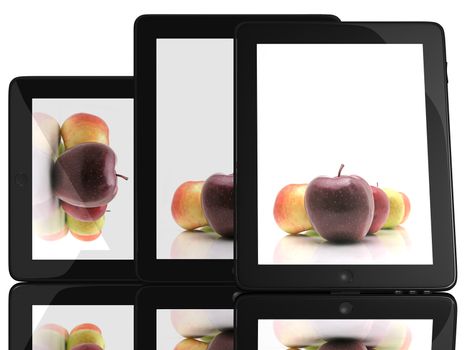 Apple on screen on Tablet computer 3D model isolated on white