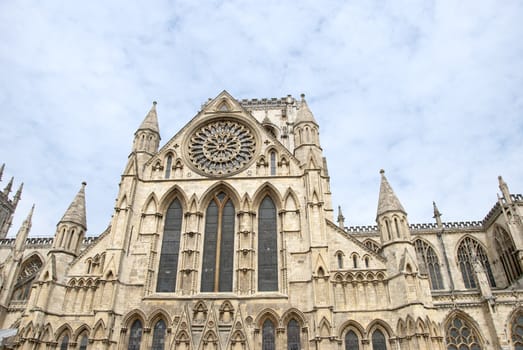 The South Side of York Minster showing Towers and Rose Window