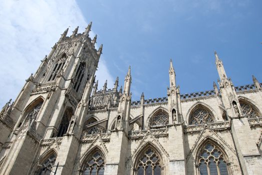 A South View of a Tower of York Minster under a summer sky