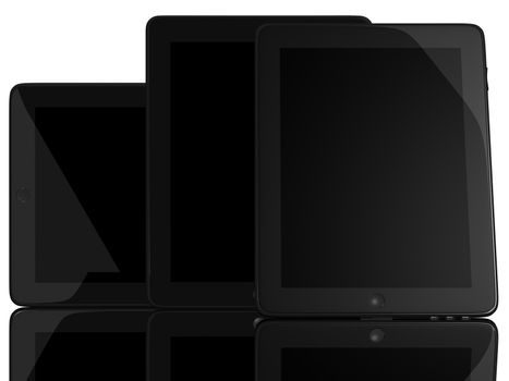 Group of Tablet Computers isolated on white