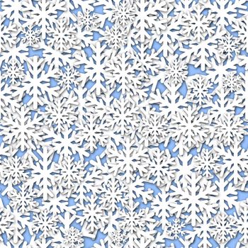 White Snowflakes Seamless Tile on Blue Background Illustration