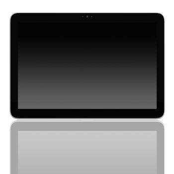 Book and generic teblet computer 3D model isolated on white, digital library concept