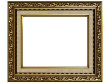 Old Picture Frame Isolated On White Background, Design Element