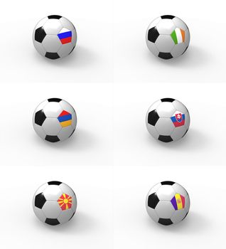 Euro 2012, soccer ball with flag - Group B, Russia, Ireland, Armenia, Slovakia, Macedonia, Andorra