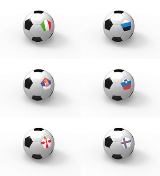 Euro 2012, soccer ball with flag - Group C - Italy, Estonia, Serbia, Slovenia, Northern Ireland, Faroe Islands