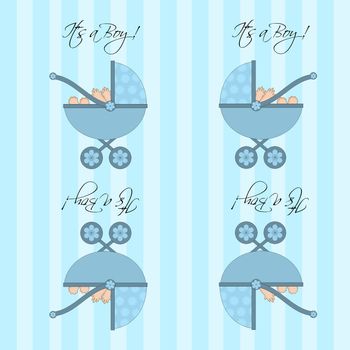 Its A Boy Blue Baby Pram Carriage Seamless Pattern Tile Background Illustration