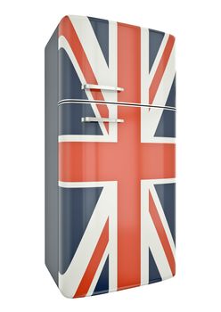 Union Jack fridge. 3D render.