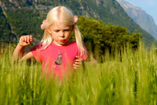 a little girl in grass. Please note: No negative use allowed.