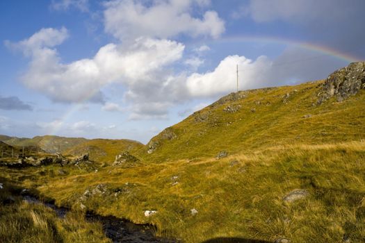 cloudy sky over mountains in scottish landscape