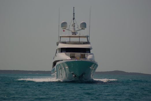 Bow of mega yacht