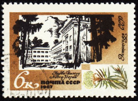 USSR - CIRCA 1967: stamp printed in USSR, shows Narva-Joesuu sanatorium in Estonia, circa 1967
