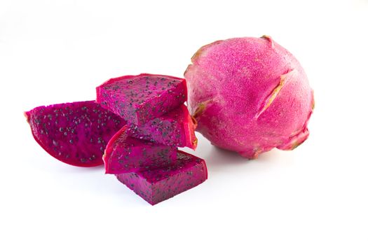 Red dragonfruits  on white background,With high nutrient good for health