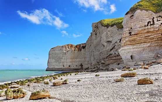Image of the rocky beach from Le Tileul in the Upper Normandy in the North of France.