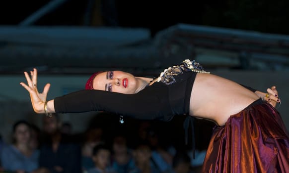 ACCO , ISRAEL - OCT 17 : An unidentified dancer perform in the annual "Acco festival of alternative theatre"  take place in the old city of Acco , Israel on October 17 2011 