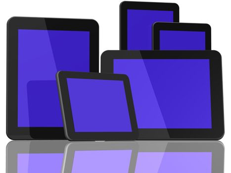 Group of Tablet Computers on white background